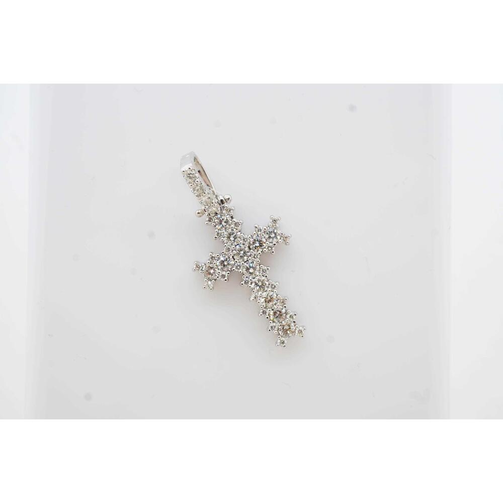 Estate Sale 1.75TCW Diamond Cross Pendant 14k White Gold F-G VS2 Estate Jewelry - Picture 2 of 7